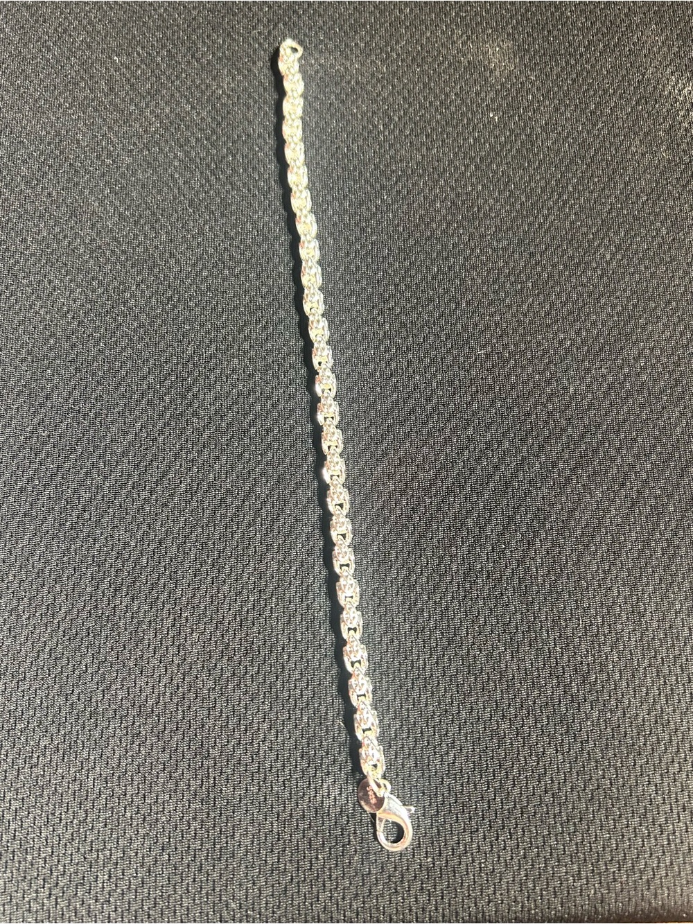 Sterling Silver Rope Chain Bracelet - White Silver Tone